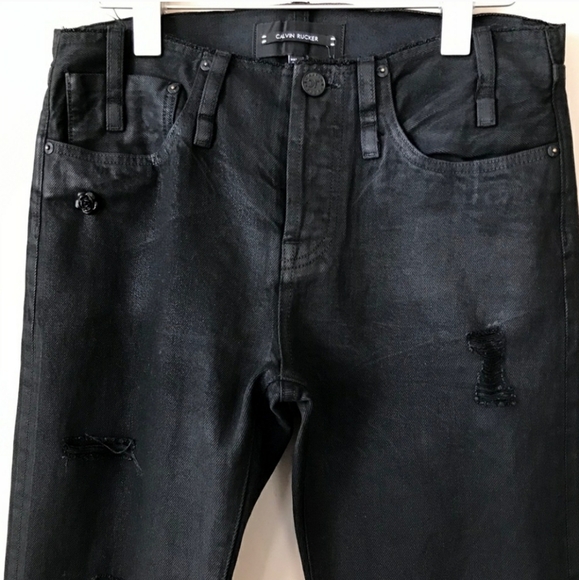 NEW Calvin Rucker Jeans Baby Love Distressed Black 26 Hi Waist Boyfriend Luxury - Picture 5 of 16
